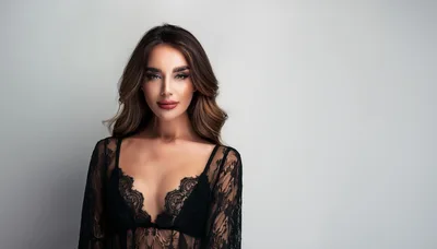 Portrait Of A Beautiful Woman In Black Lace Lingerie