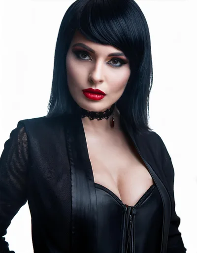Portrait Of A Woman With Dark Hair And Makeup