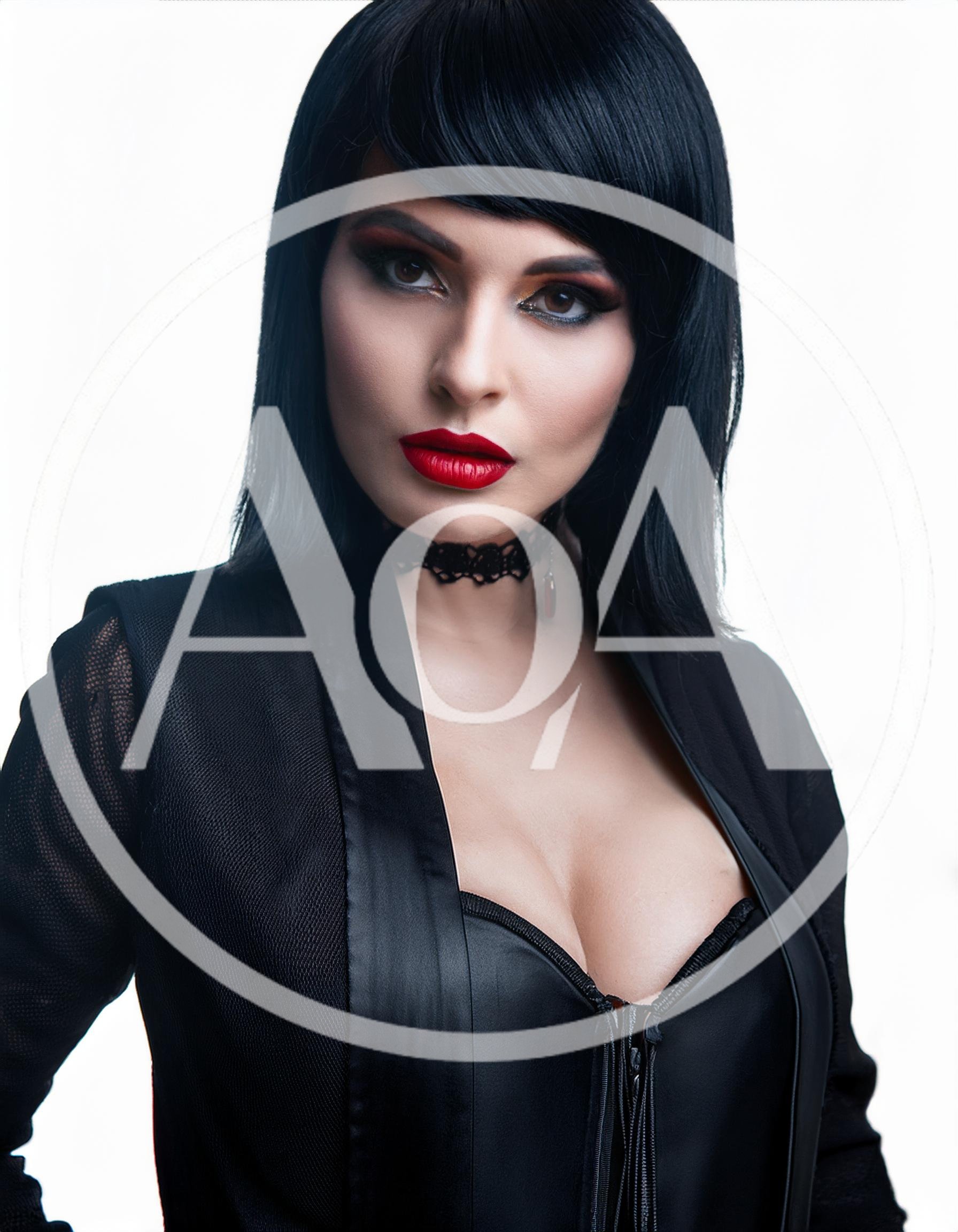 Portrait Of A Woman With Dark Hair And Makeup