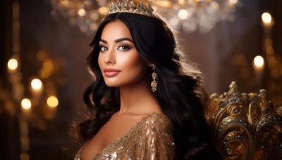Elegant Woman Wearing A Golden Crown And Gown