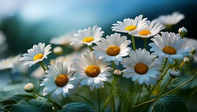 White Daisy Flowers Blooming in a Sunny Meadow
