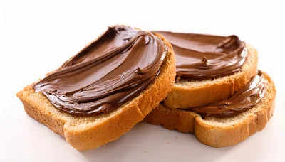 Three Slices Of Toast With Chocolate Spread