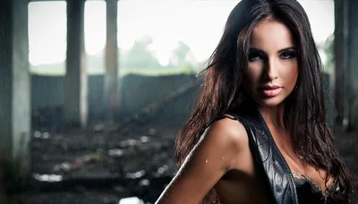 Portrait Of A Beautiful Woman In A Rainstorm