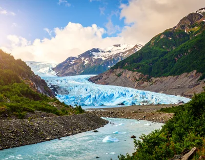 Mendenhall Glacier Landscape With Floating Icebergs