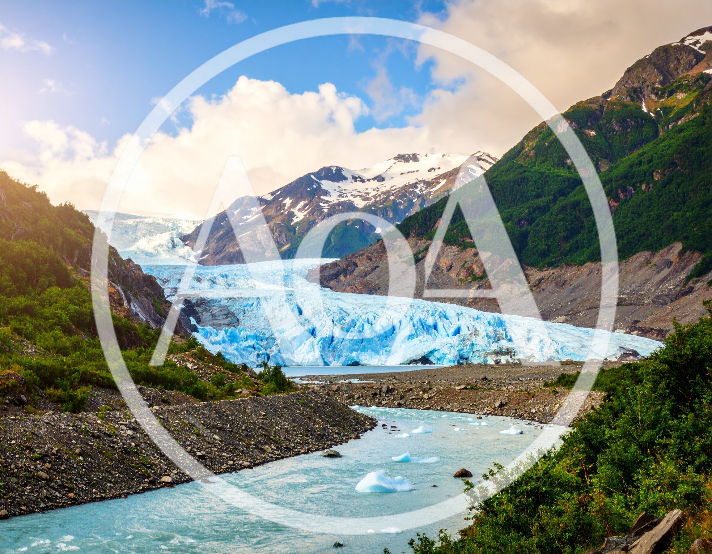 Mendenhall Glacier Landscape With Floating Icebergs