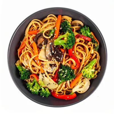 Stir Fried Vegetable Noodles in a Bowl