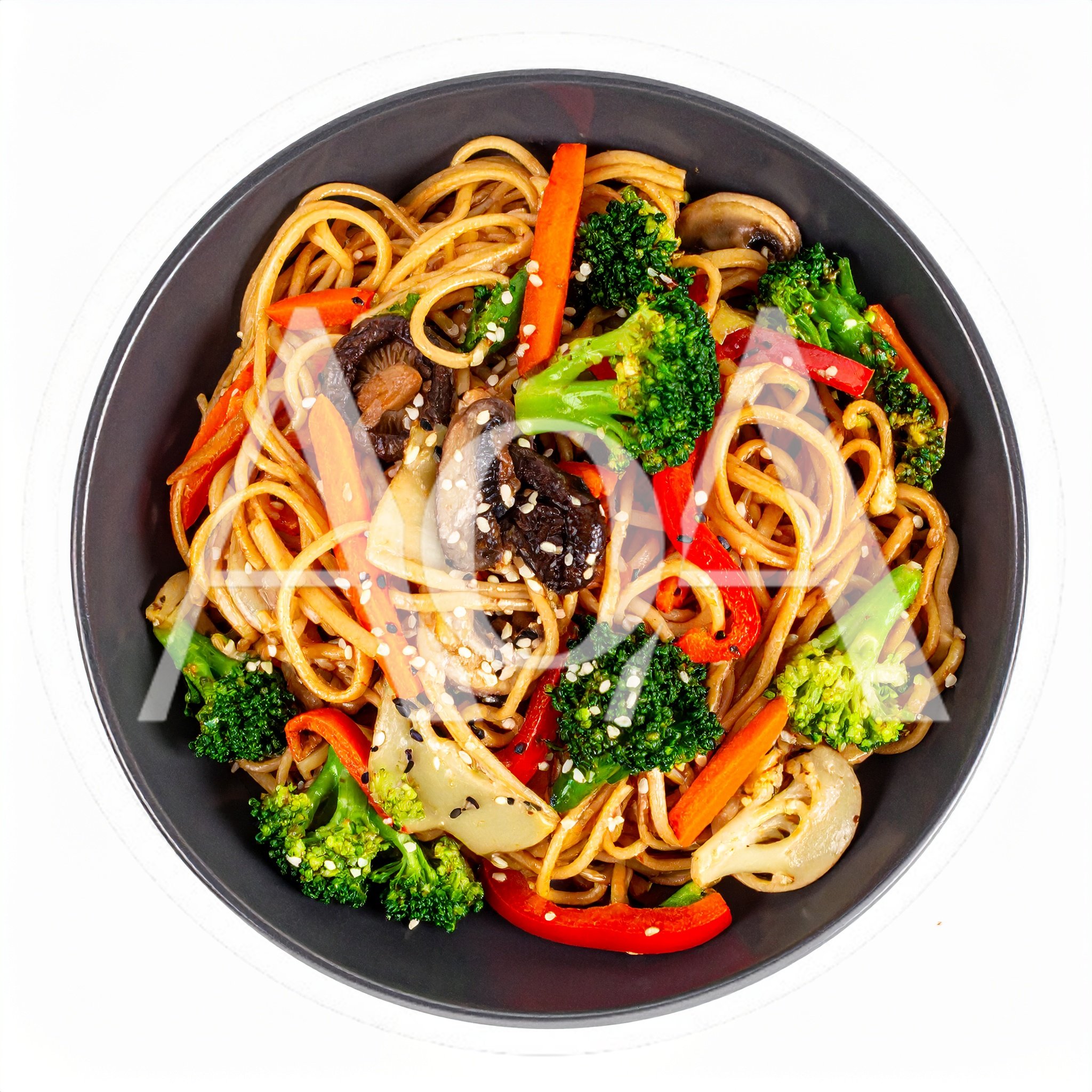 Stir Fried Vegetable Noodles in a Bowl