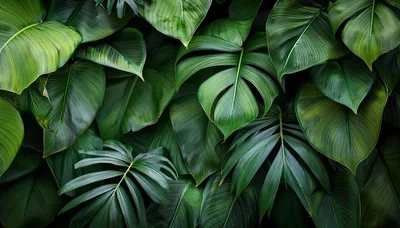 Lush Tropical Green Foliage Background
