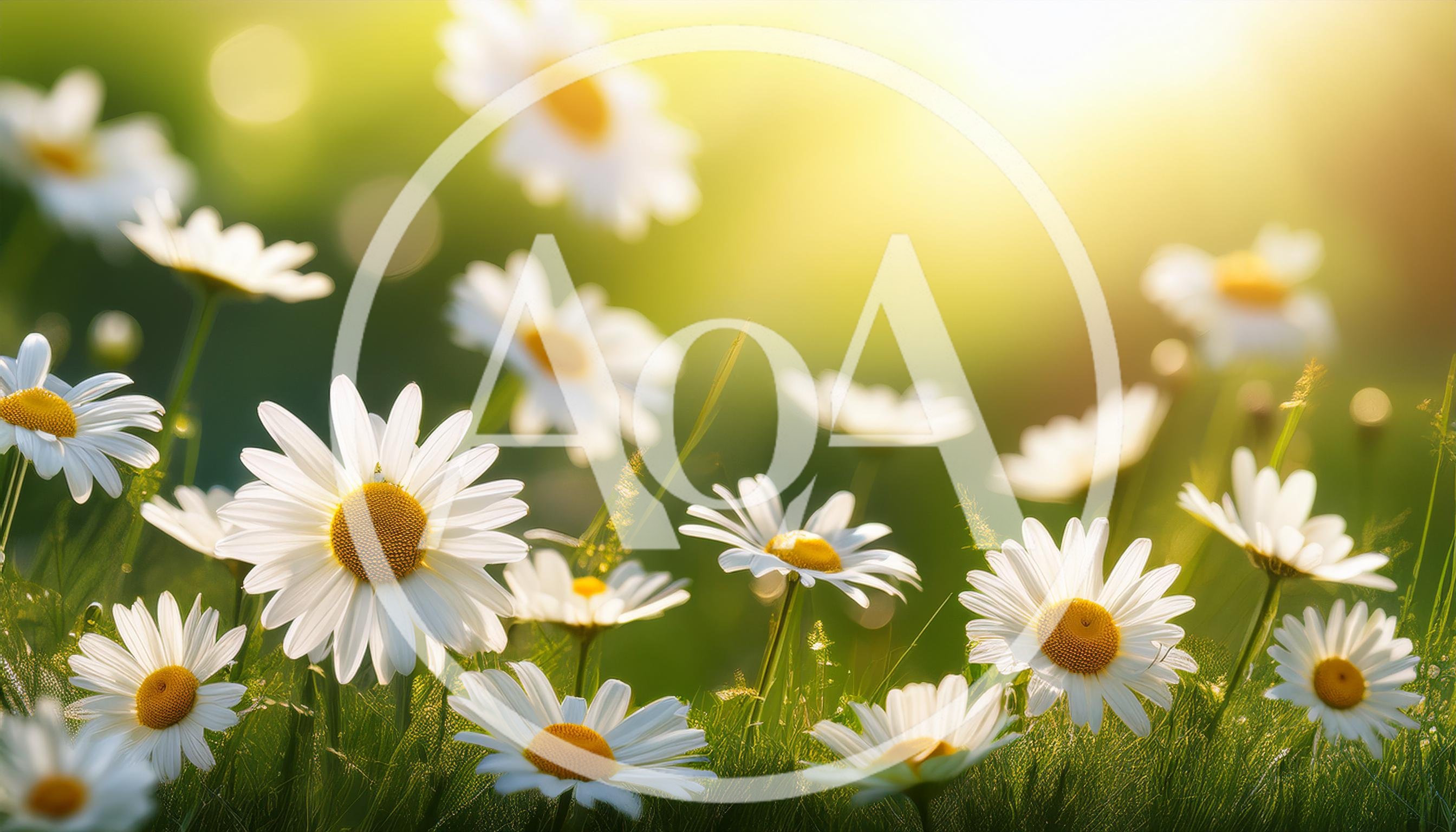 Field Of Blooming White Daisies In Sunlight