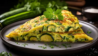 Zucchini Omelet Served on a Plate