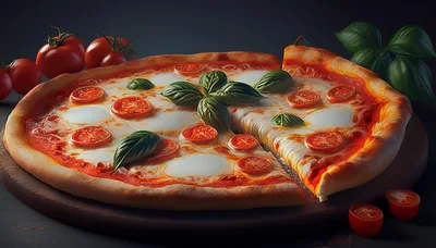 Fresh Margherita Pizza With Tomatoes And Basil