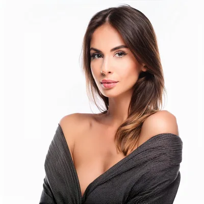 Portrait Of A Beautiful Woman In A Black Dress