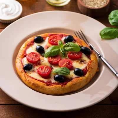 Fresh Homemade Margherita Pizza With Olives And Basil