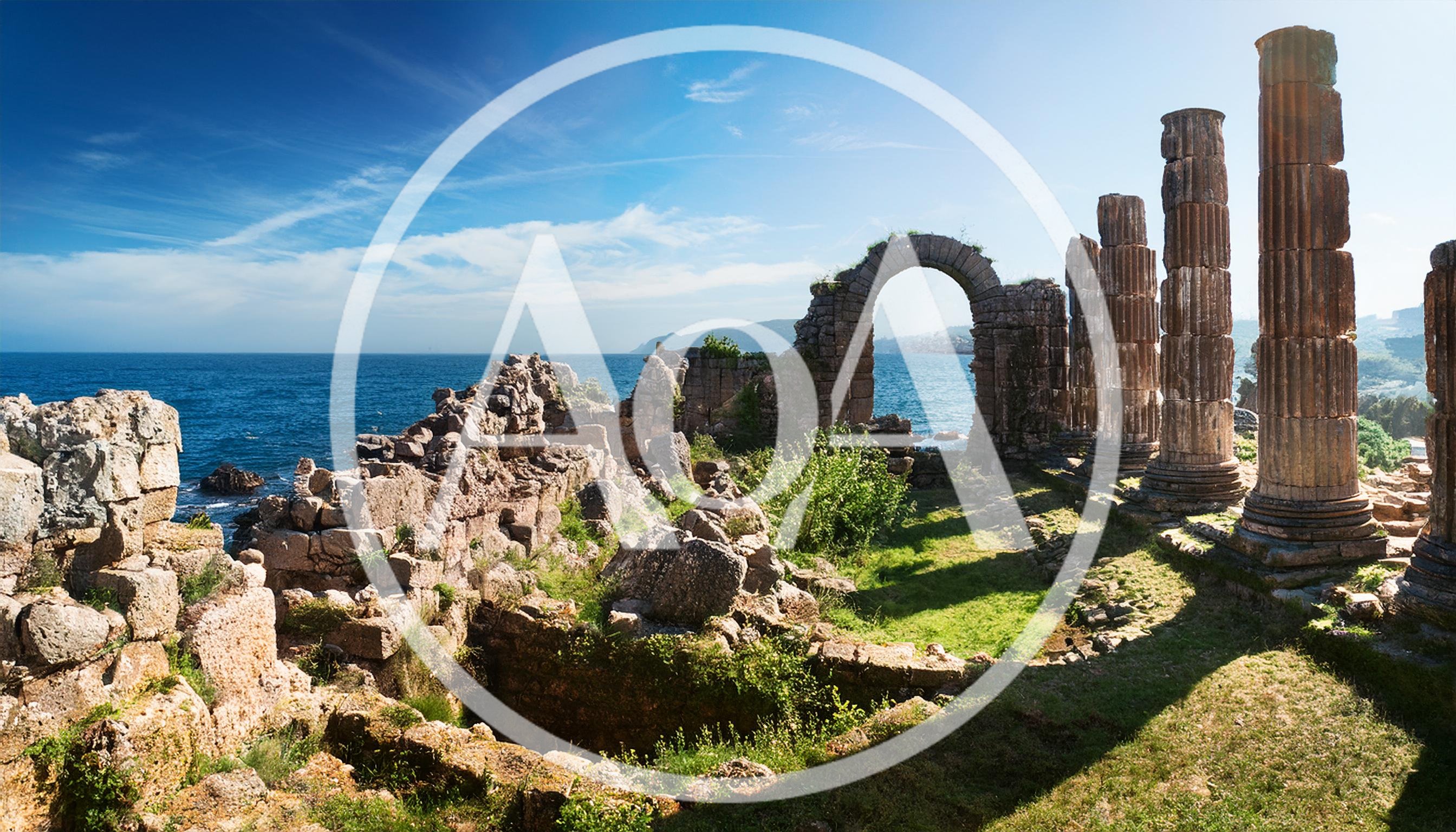 Ancient Roman Temple Ruins Overlooking The Mediterranean Sea