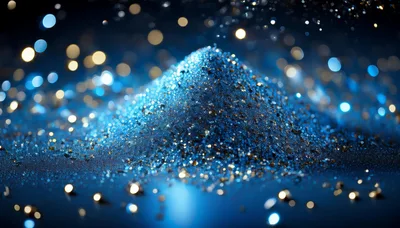 Blue Glitter Pile With Bokeh Light Effects