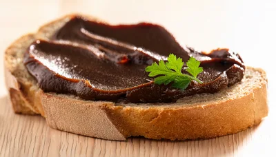 Slice Of Bread With Chocolate Spread And Parsley