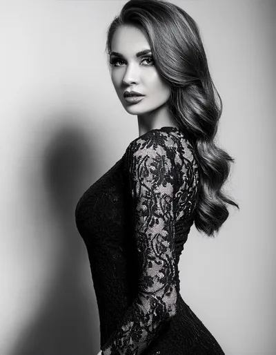 Portrait Of A Beautiful Woman In A Lace Dress