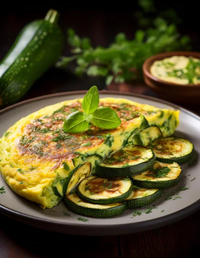 Zucchini Frittata With Fresh Herbs On A Plate