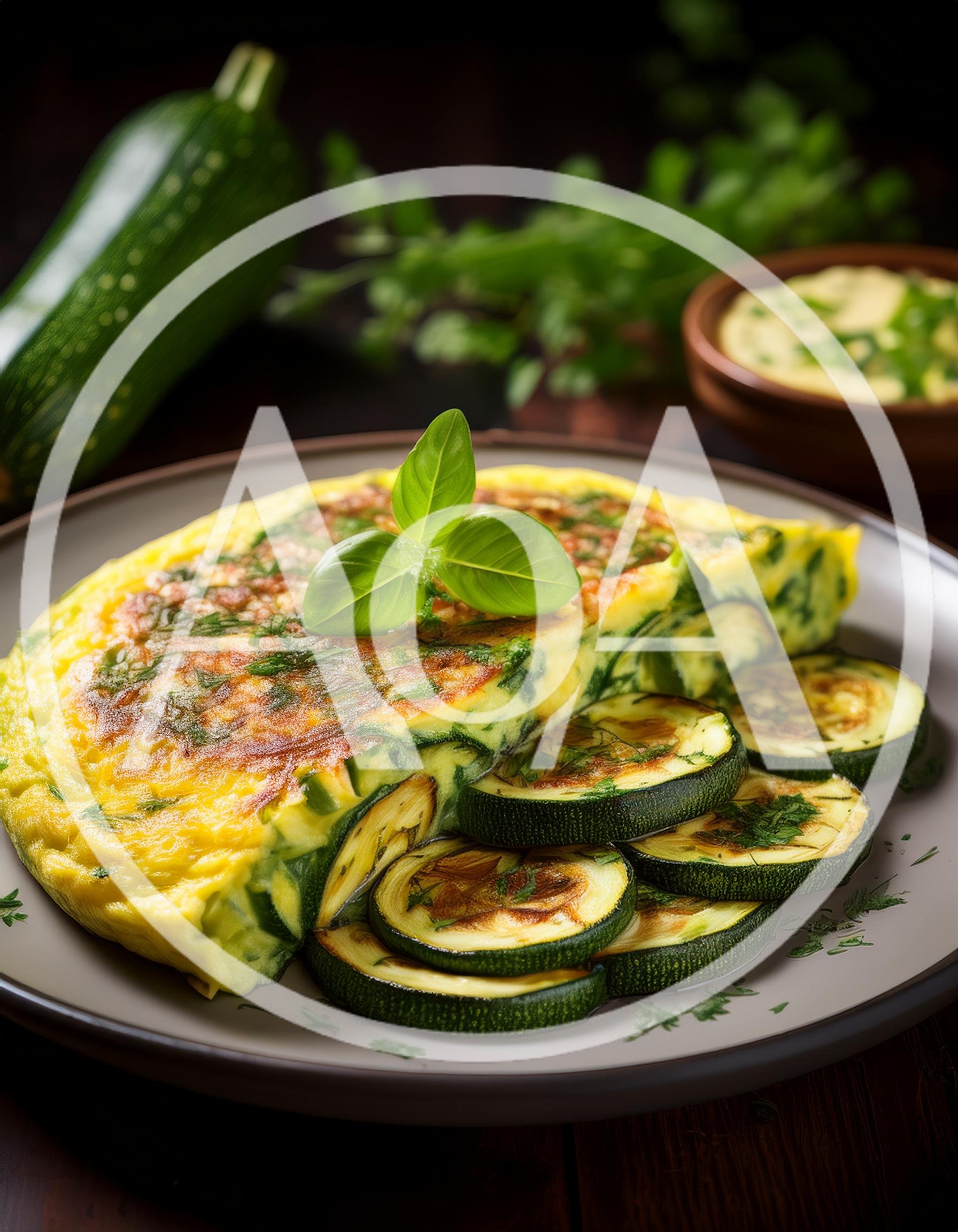 Zucchini Frittata With Fresh Herbs On A Plate