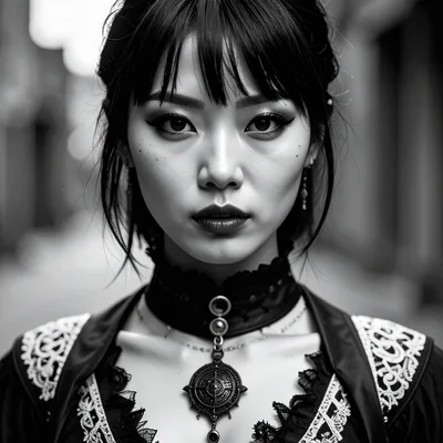 Portrait Of A Young Woman In Gothic Attire