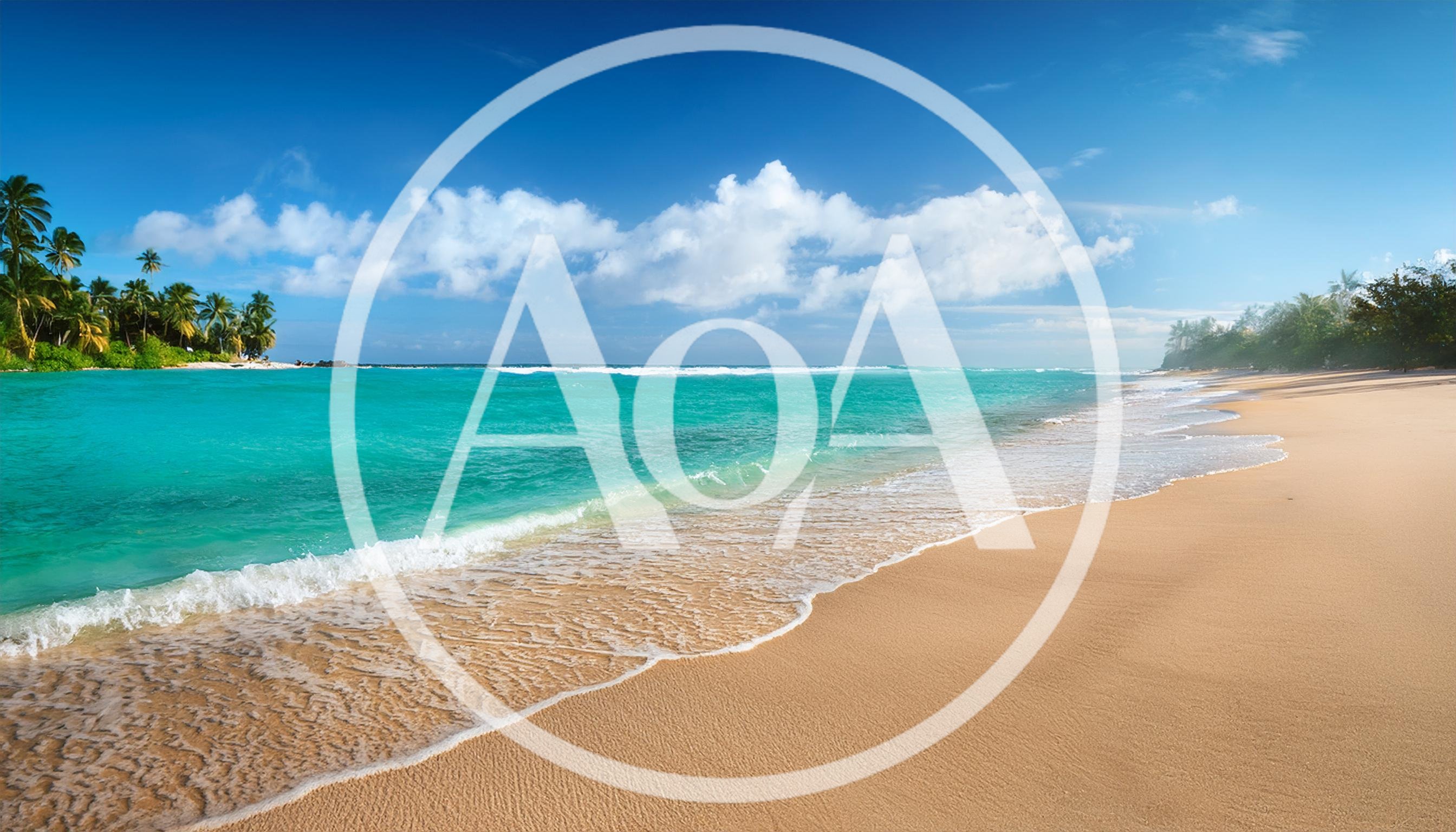 Tropical Beach Shoreline With Turquoise Ocean Waves