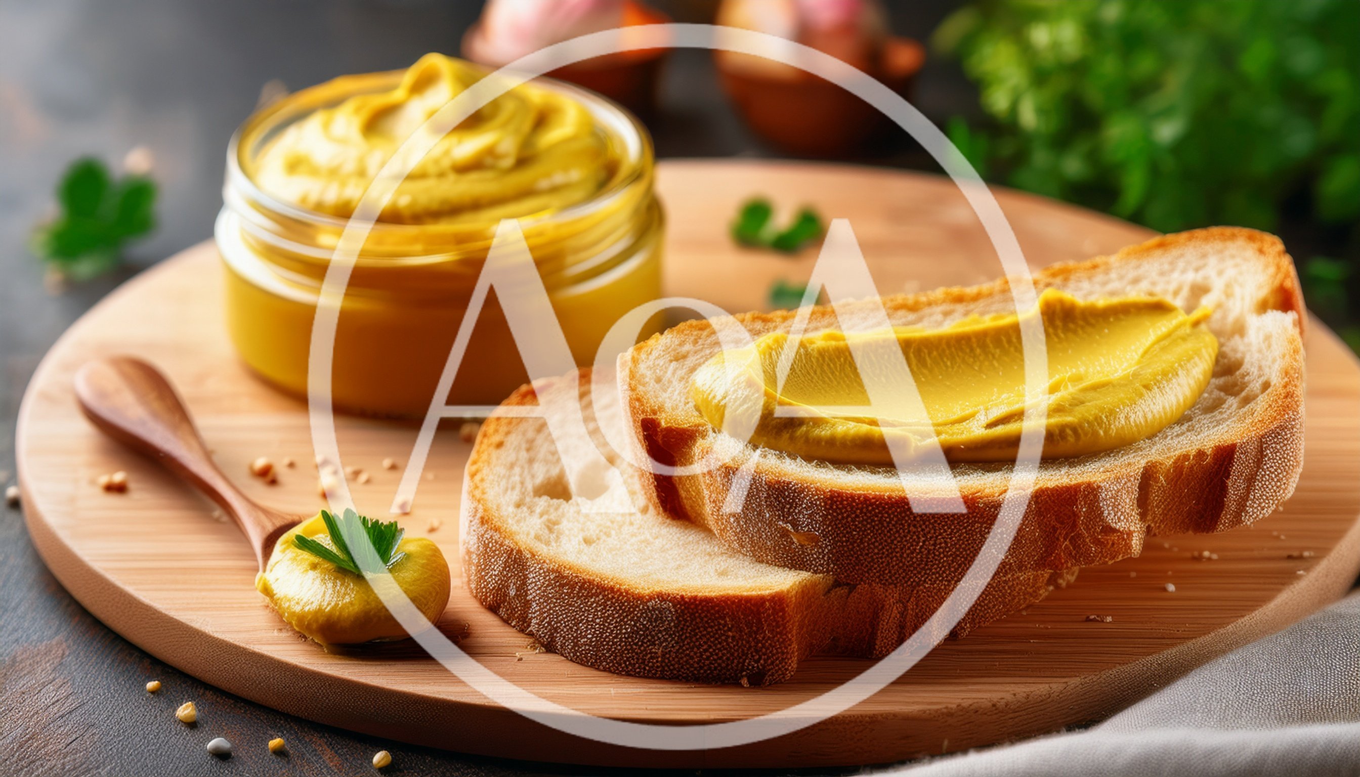 Mustard Spread On Fresh Bread Slices