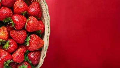 Fresh Red Strawberries In A Woven Basket