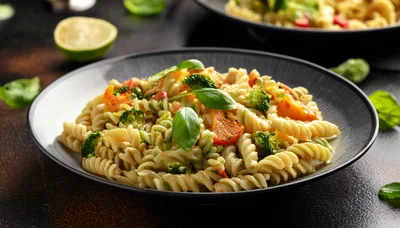Fusilli Pasta Dish With Broccoli And Roasted Vegetables