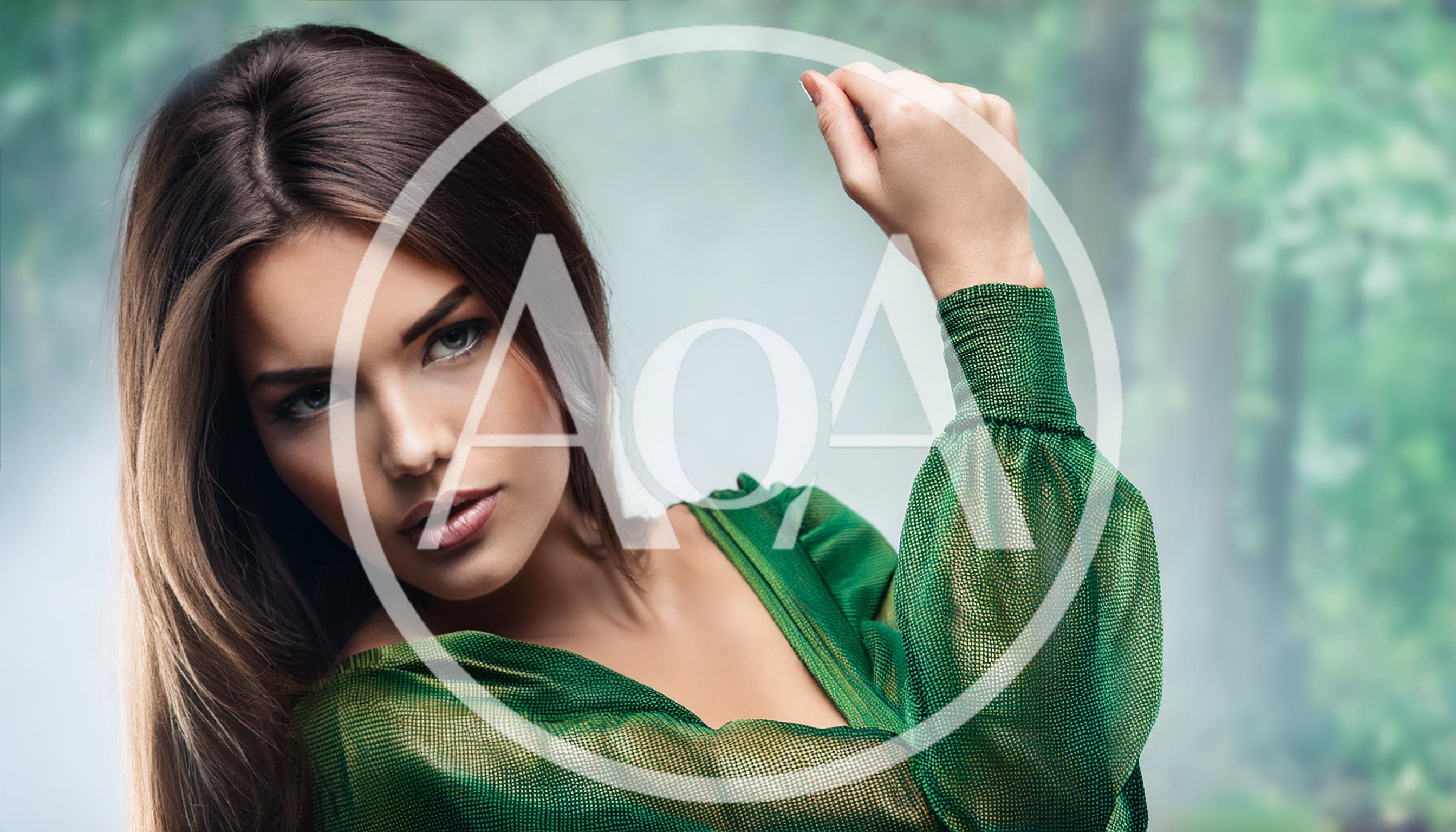 Portrait Of A Beautiful Woman In A Green Dress
