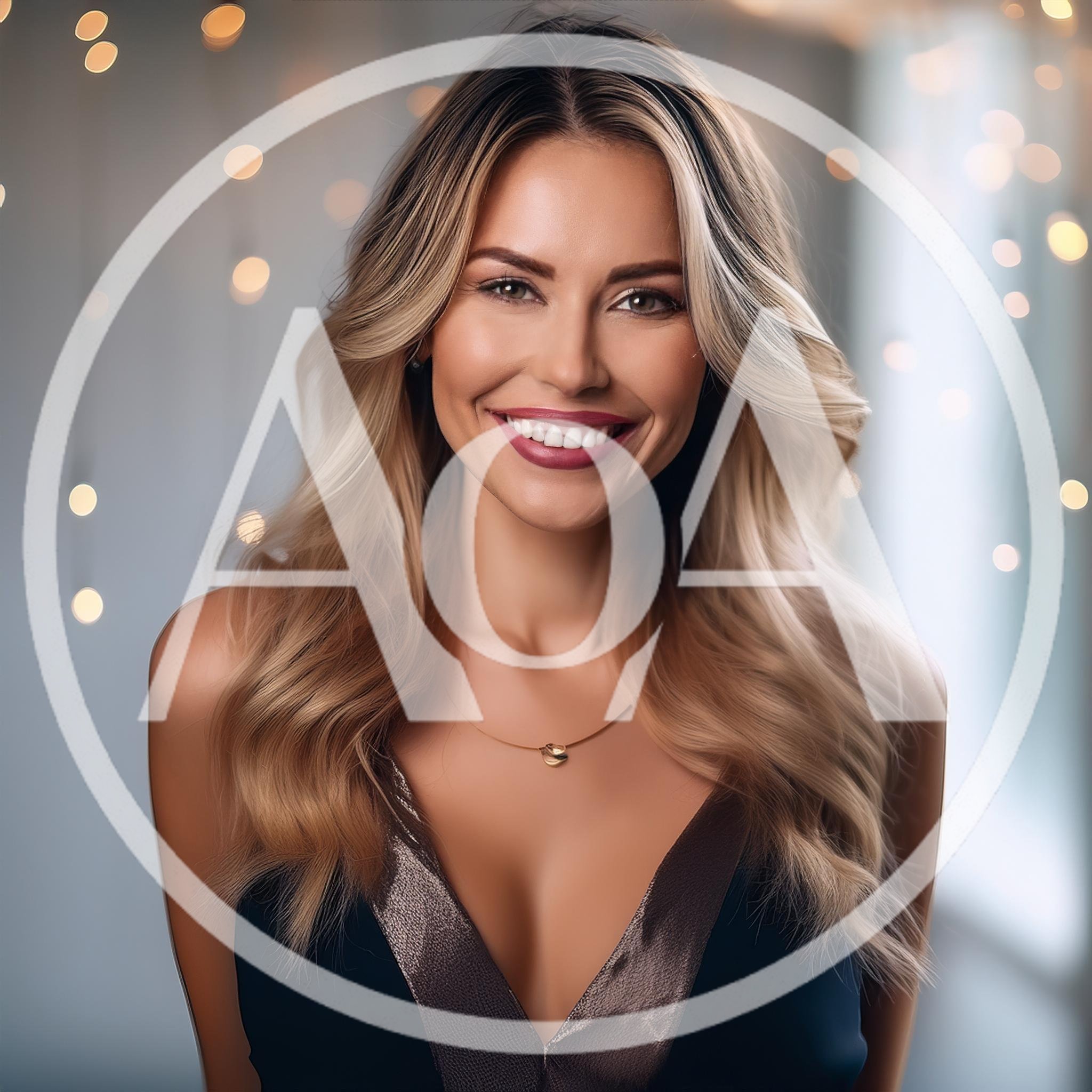 Portrait Of A Smiling Blonde Woman In Evening Wear
