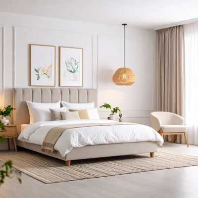 Modern Minimalist Bedroom Interior With Neutral Decor