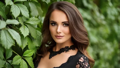 Portrait Of A Beautiful Woman In A Black Lace Dress