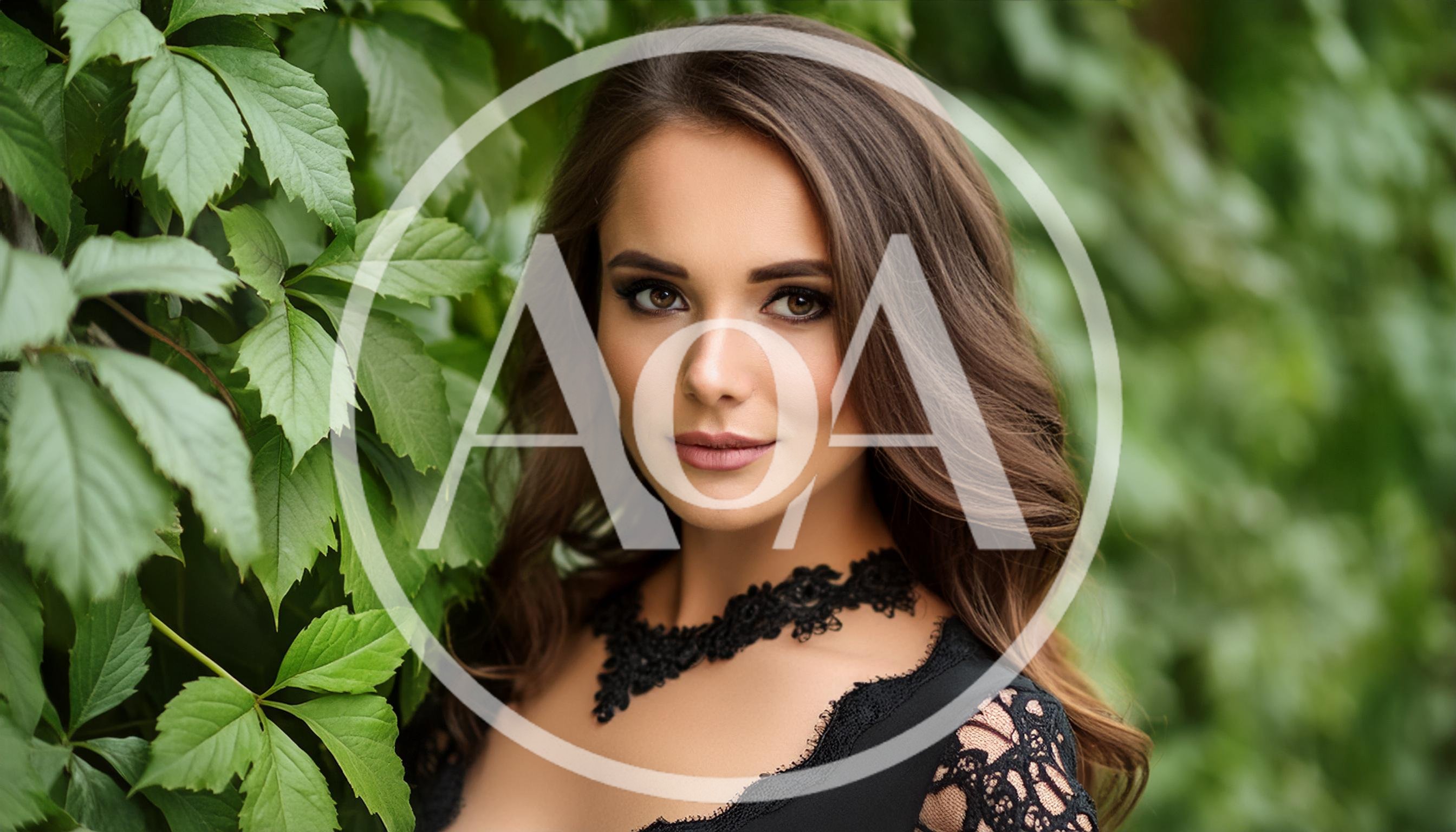 Portrait Of A Beautiful Woman In A Black Lace Dress