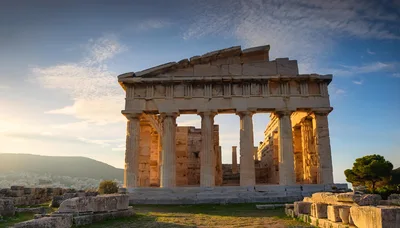 Ancient Temple Of Aphaia On Aegina Island Greece
