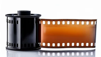 35mm Photographic Film Roll On White Background