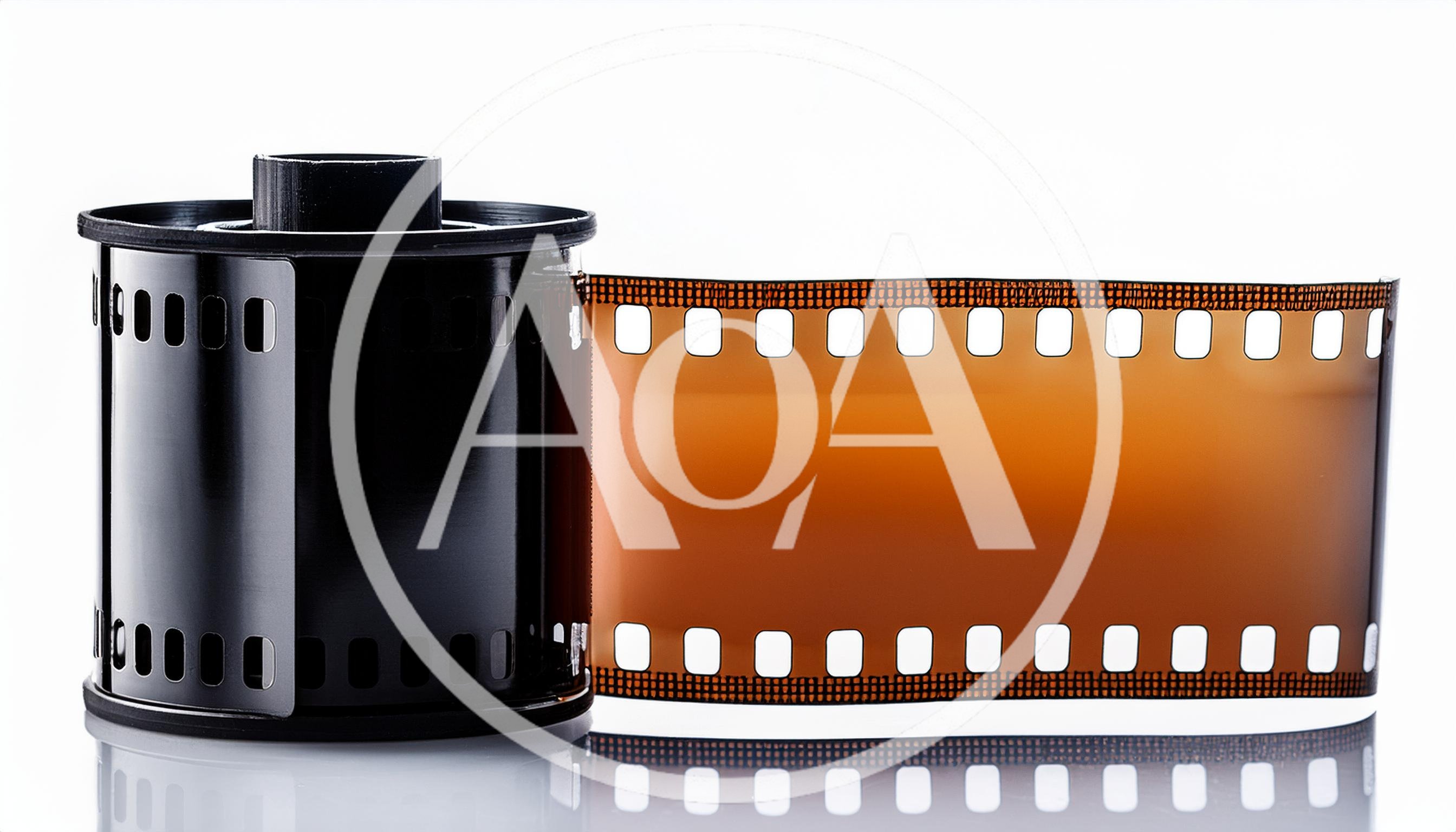 35mm Photographic Film Roll On White Background
