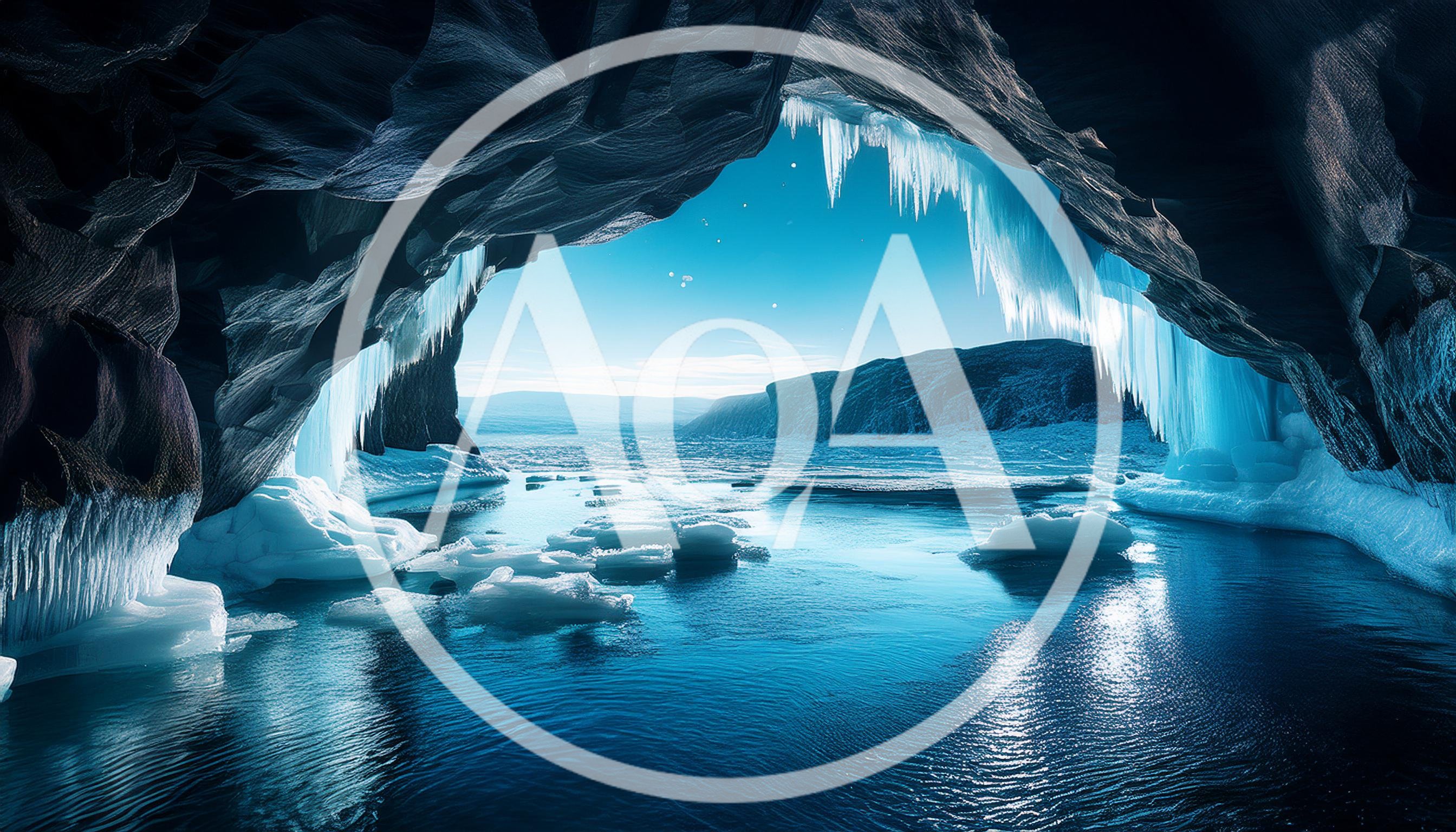 Ice Cave Opening Overlooking A Frozen Arctic Landscape