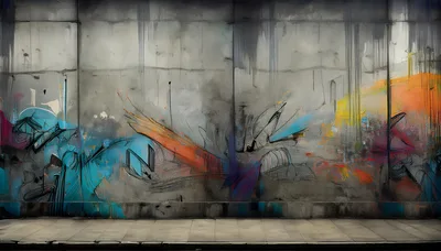 Abstract Graffiti Art On A Concrete Urban Wall