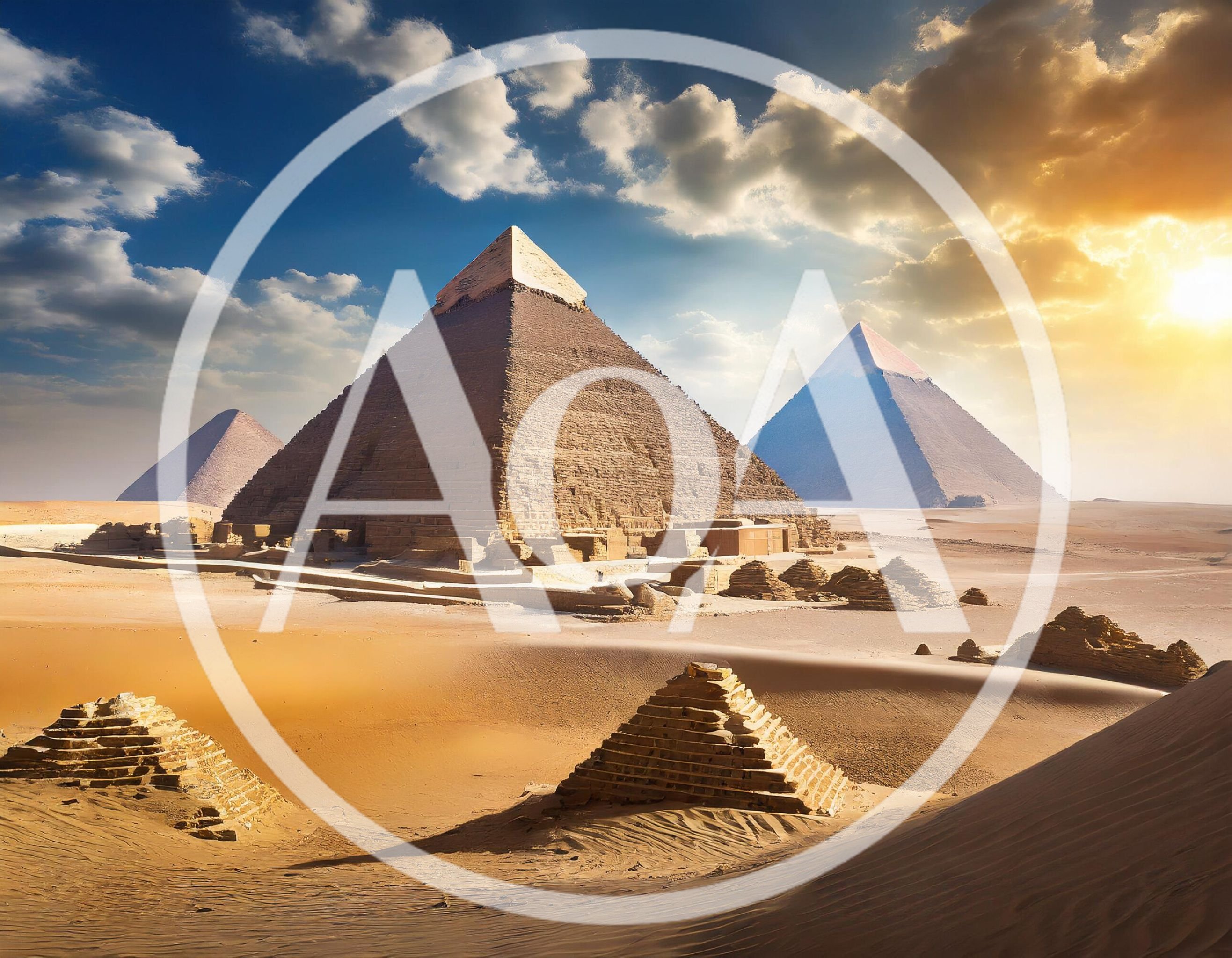 Great Pyramids of Giza Under Dramatic Sunset Sky