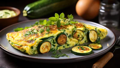 Zucchini Omelet Served on a Plate