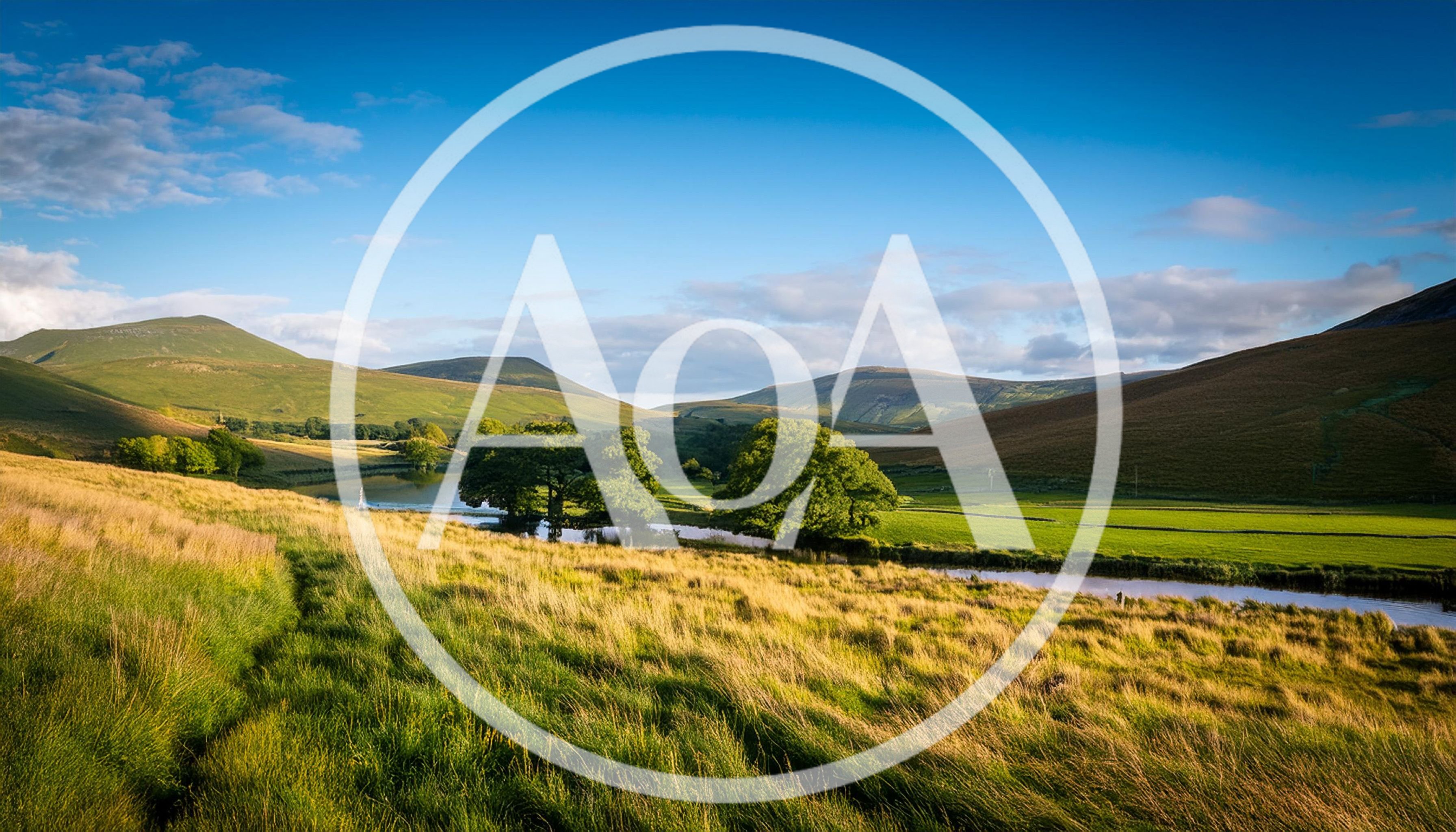 Scenic Landscape Of Rolling Green Hills And River