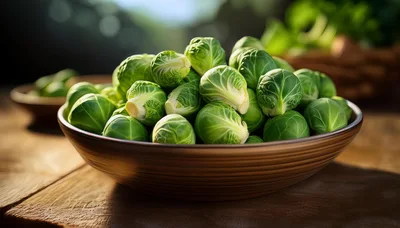 Fresh Brussels Sprouts In A Ceramic Bowl