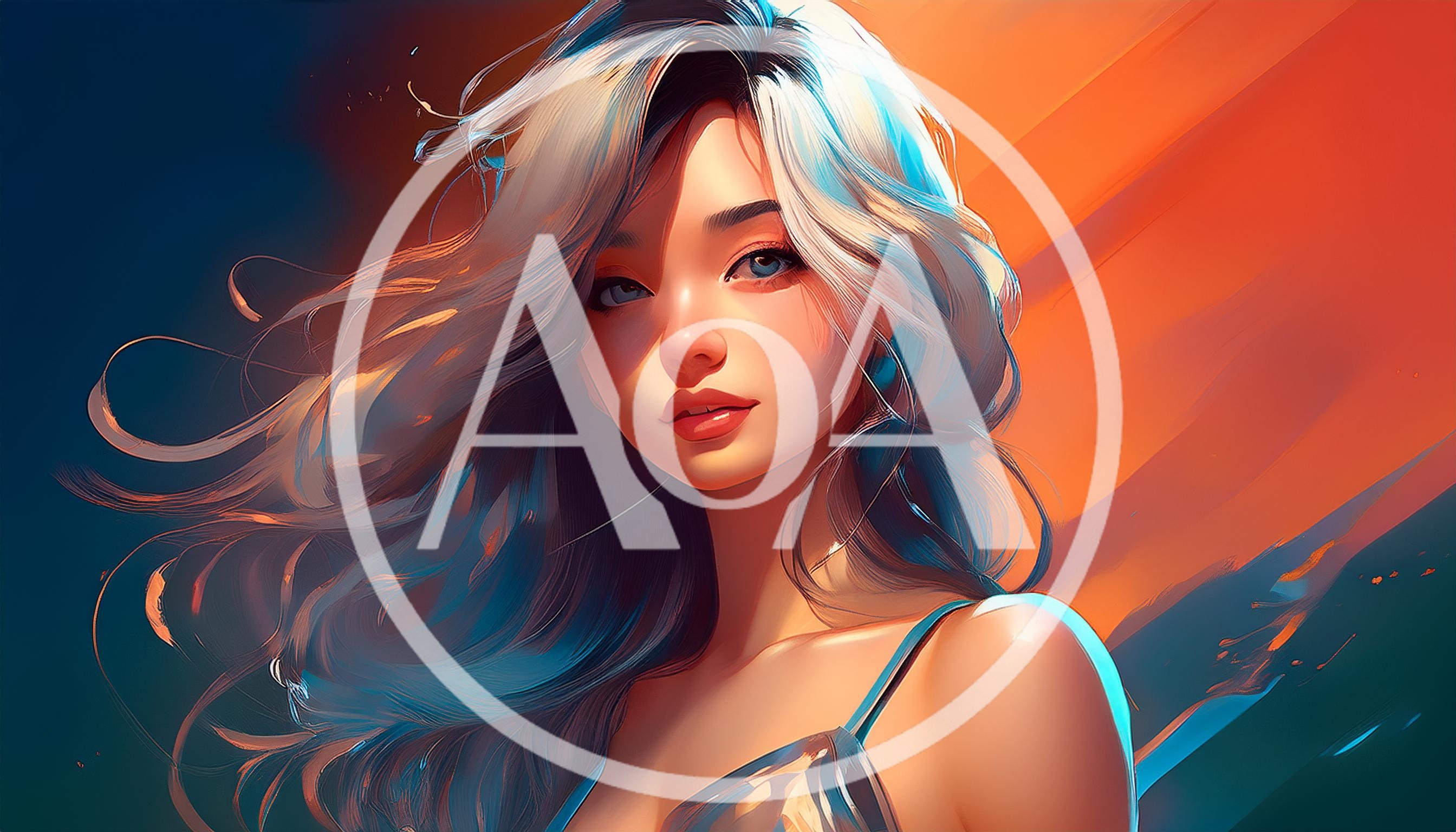 Digital Portrait Of A Young Woman With Flowing Hair