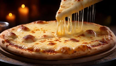 Cheese Pizza Slice Being Lifted With Melted Strings