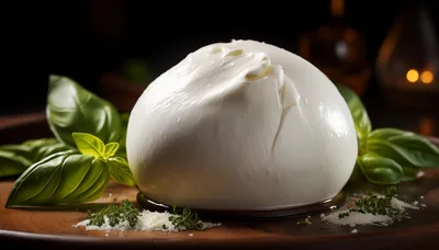 Fresh Burrata Cheese Ball With Basil And Herbs