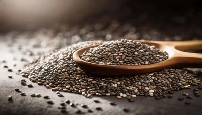 Wooden Spoon Filled With Organic Chia Seeds