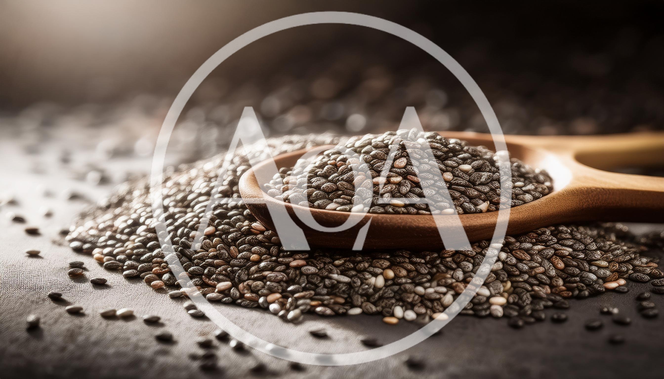 Wooden Spoon Filled With Organic Chia Seeds