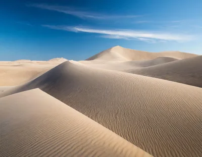 Expansive Sand Dunes Under A Clear Blue Sky