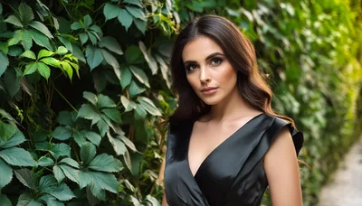 Portrait Of A Beautiful Woman In A Black Dress