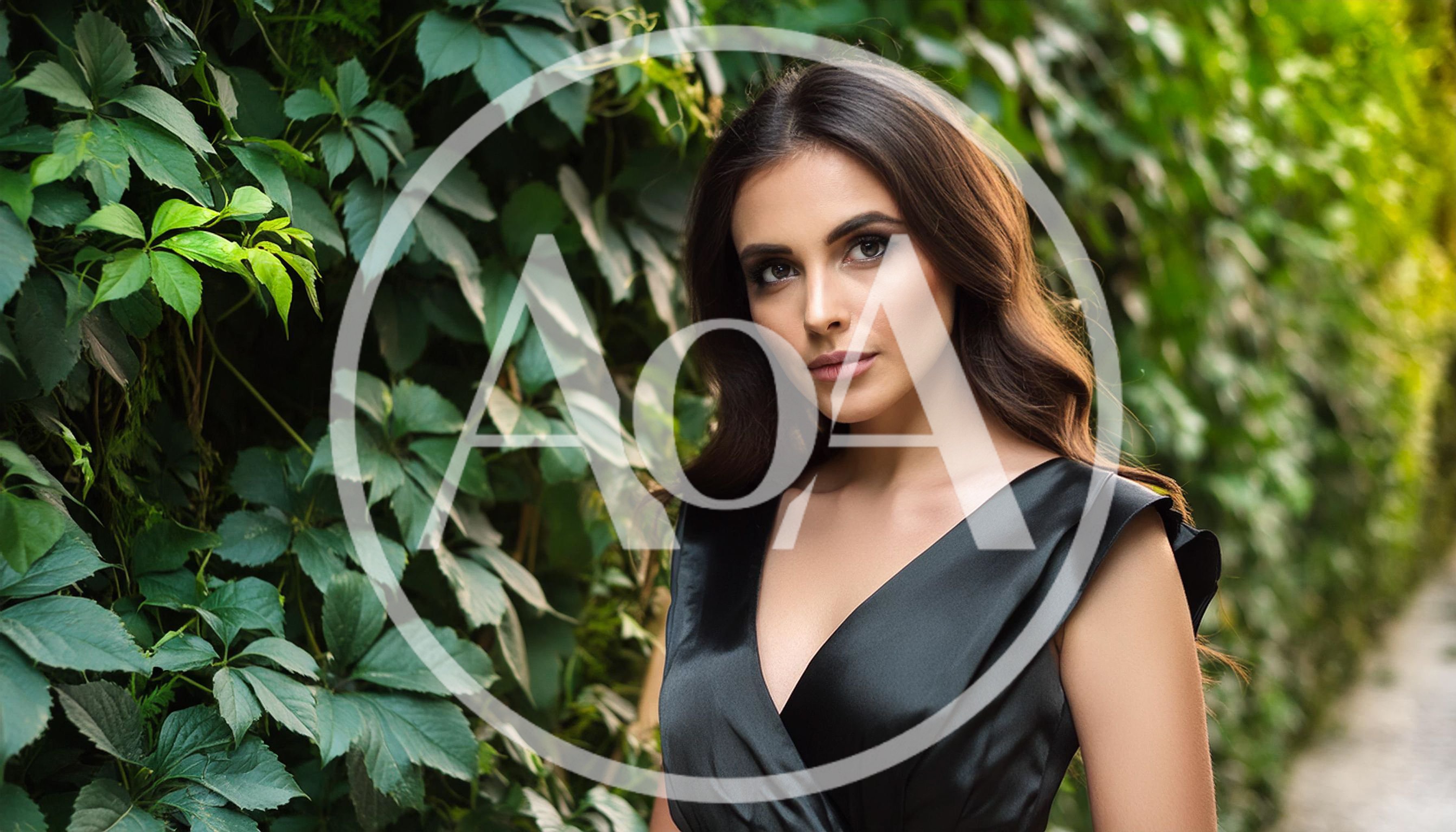 Portrait Of A Beautiful Woman In A Black Dress